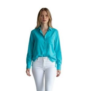 Equipment Femme Cotton Turquoise Button Down Top Size Medium